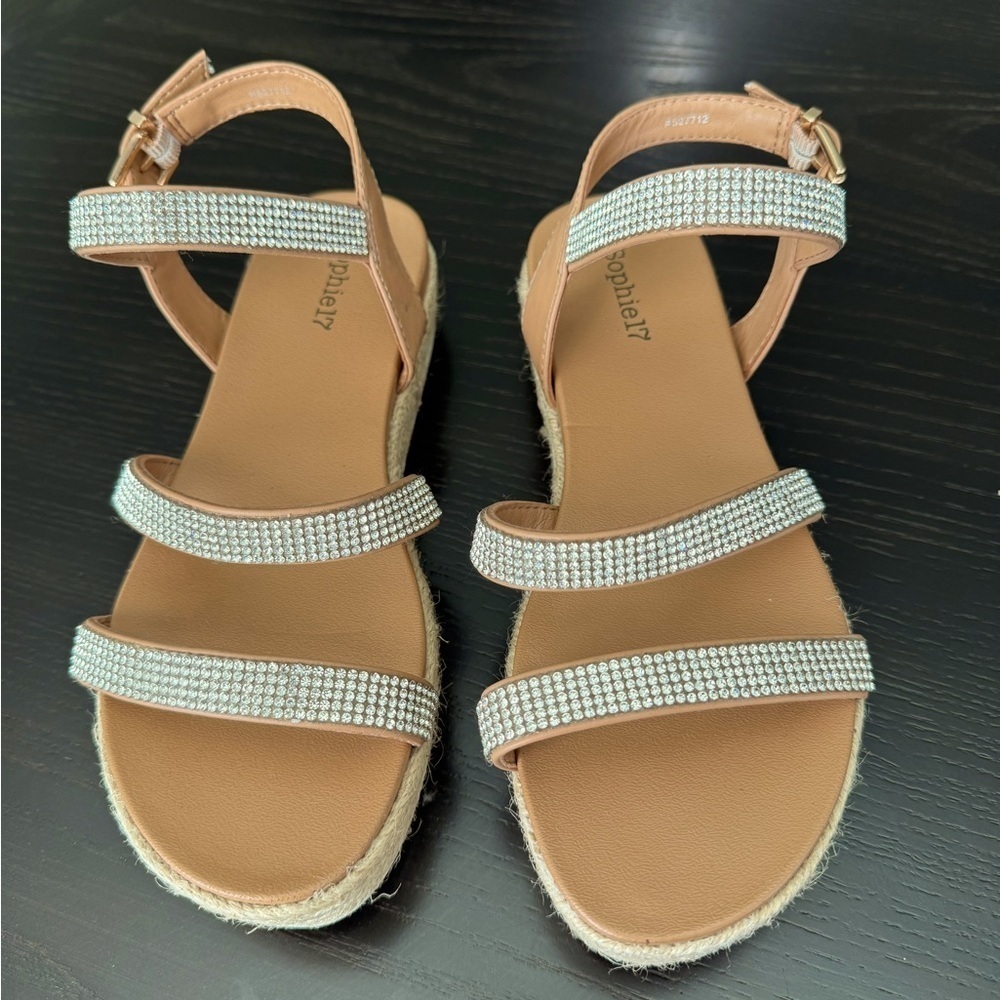 Brand new sandals with rhinestones. Small platform